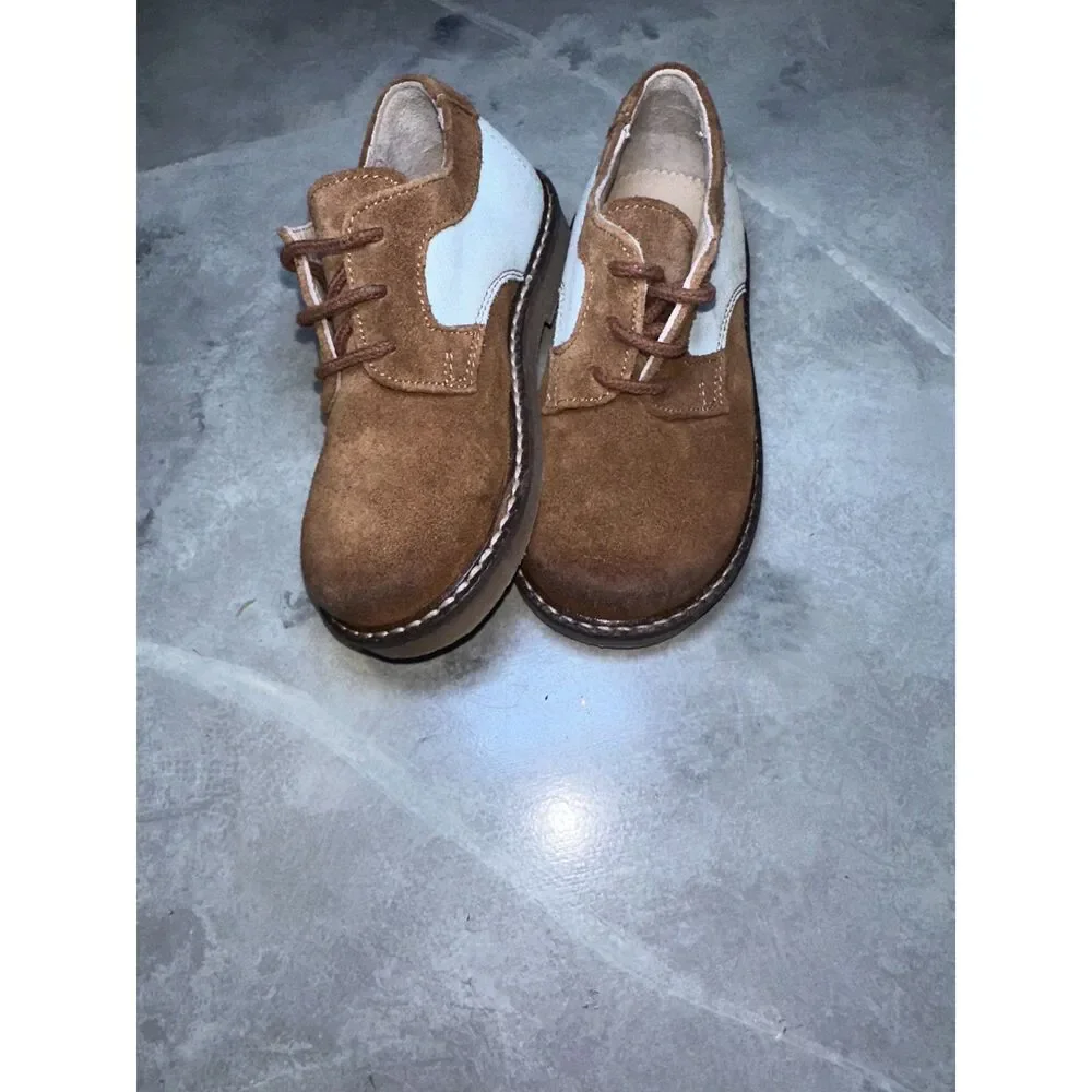 Fin & Vince Suede Retro Saddle Oxford Shoe, Cognac/ Pastel, Size 7 US‎ & Euro 23